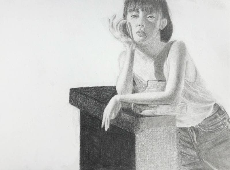 Girl at a Bar, graphite // 2018